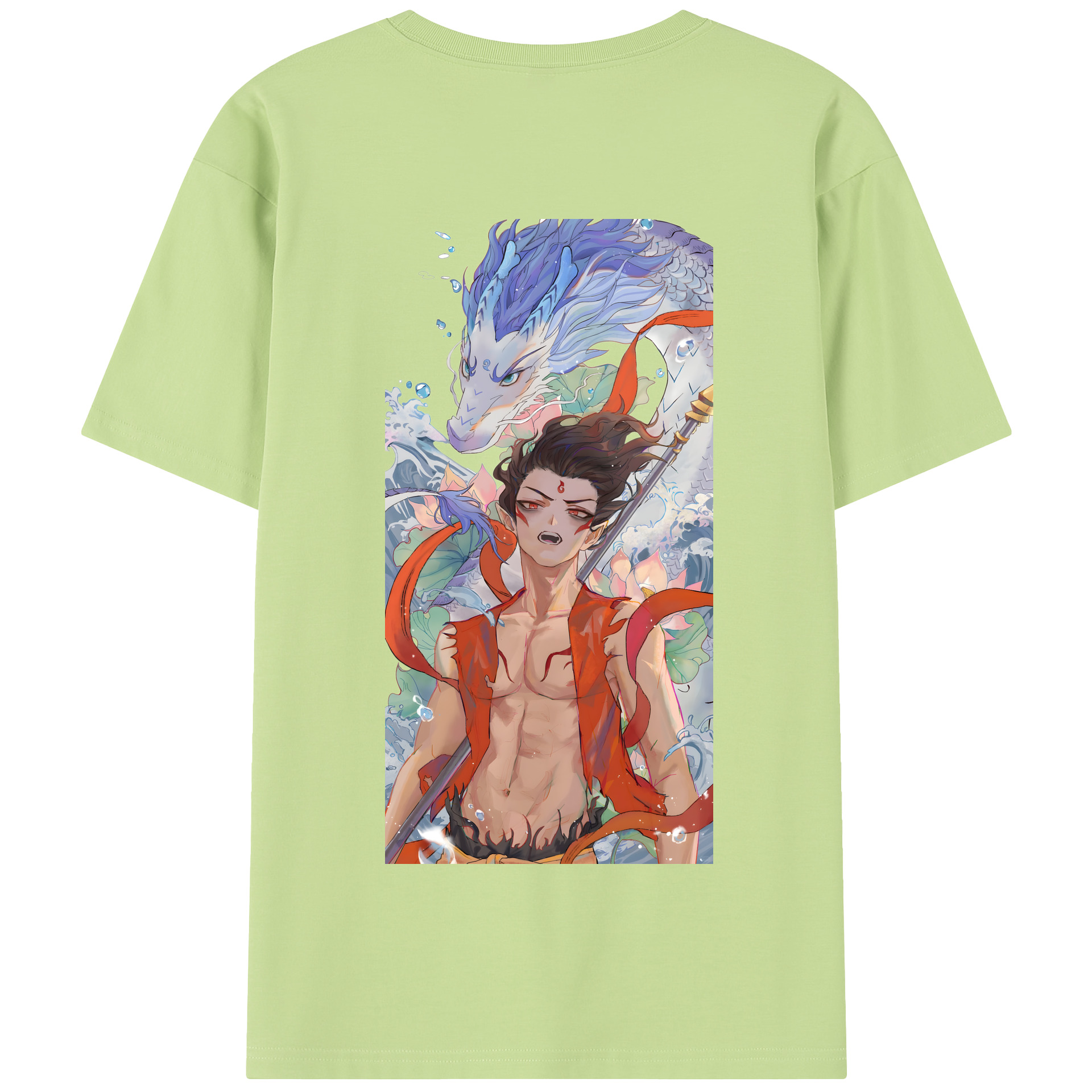 （画像用） Ne Zha 2 ナタ 魔童の大暴れ 綿100％半袖Tシャツ（背面プリント）
